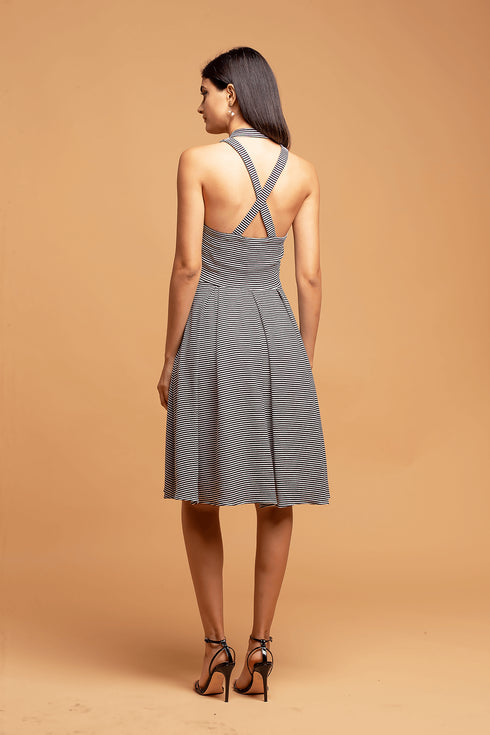 ARIANA Dress - B&W Stripe